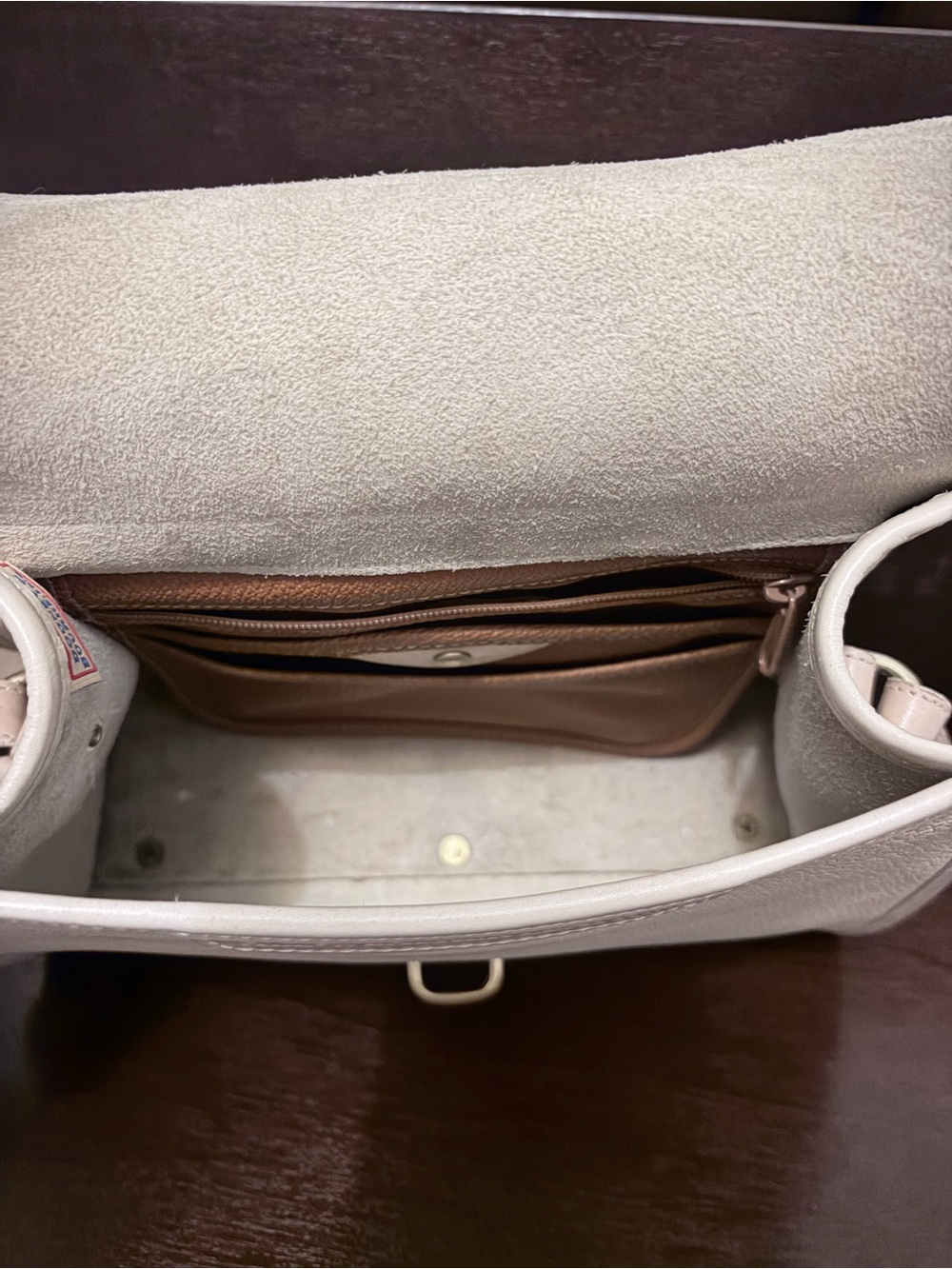Dooney & Bourke Vintage Pebbled Leather Flap Crossbody in Cream - Picture 7 of 12